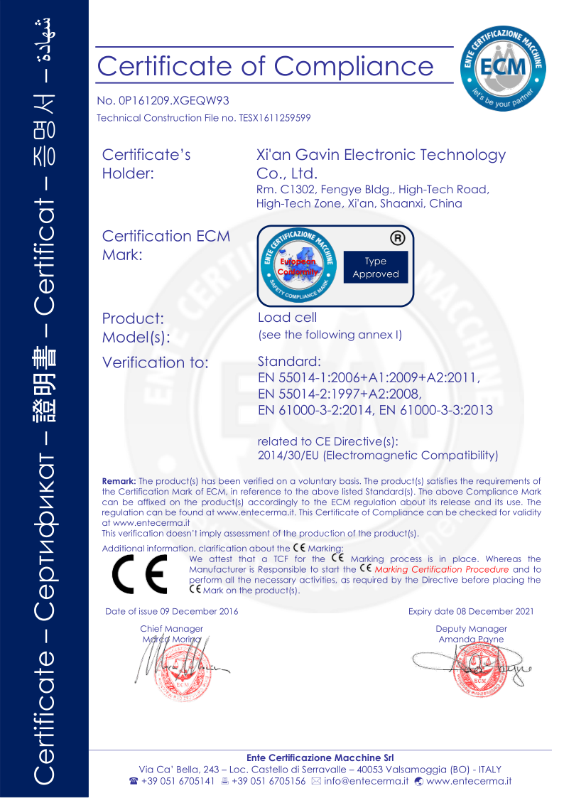 certificate of compliance