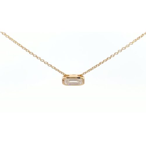 Colier de smarald cu diamante de laborator din aur de 18K