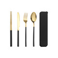 Portable Stainless Steel 3-Piece Cutlery Set with Case - Black Silverware for Travel and Camping1