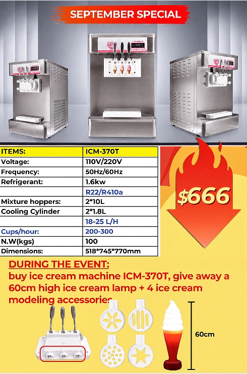 Speciale aanbieding voor september: bestverkochte ijsmachine met 3 spuitmonden ICM-370T