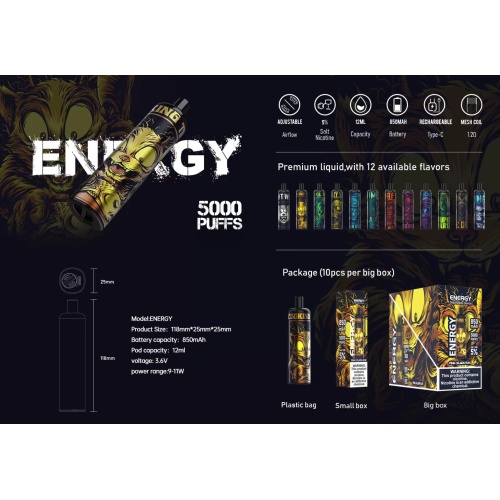 1: KK Energy Rechargeable Disposable Vapes 5000 Puffs