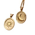 Brave Light New Fashion Design Stainless Steel 18k Gold Moon and Oval Coin Pendant Choker Necklace1