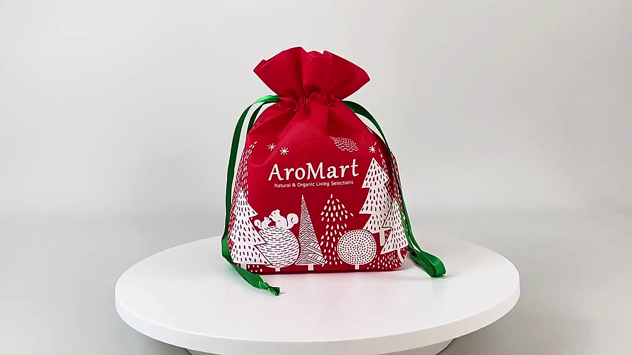 Candy wrapper custom printing logo Christmas small pouch jute drawstring gift bags1