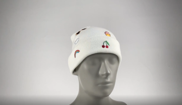 embroidery cartoon Knit beanie hat