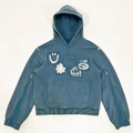 Προσαρμοσμένο vintage οξύ πλύσιμο φερμουάρ up hoodie χονδρική γαλλική πέτρα terry axed βαρέων βαρών vintage hoodies1