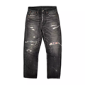 Νέο σχεδιασμό Distrated Washed Screen Printed Jeans Straight Leg Men Custom Jean Pant1