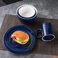 Dark Blue Hot Selling 4-Piece Porcelain Ceramic Dinner Set for Restaurants1