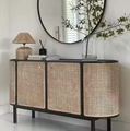 2024 새로운 저렴한 고품질 북유럽 스타일 사이드 보드 천연 저장 디스플레이 TV 도구 거실 Rattan Wood Cabinet1