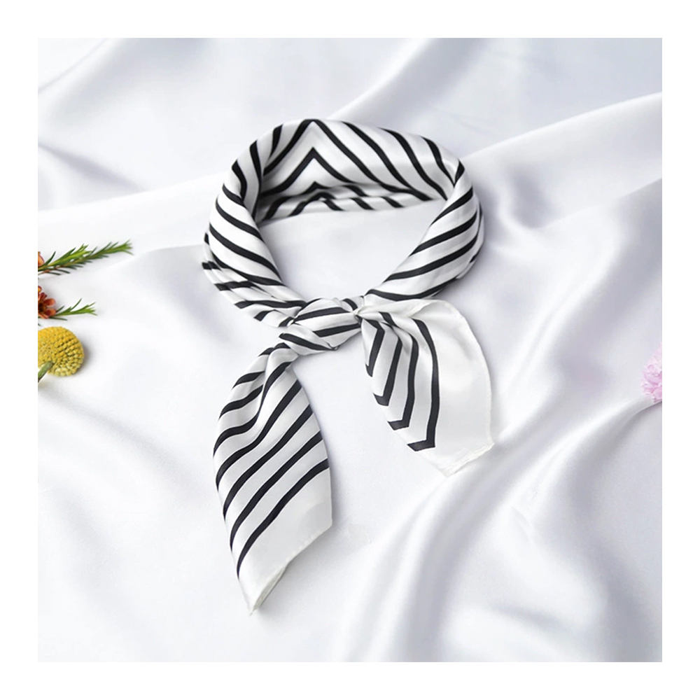 Black Stripe Design Silk Scarf Black Stripe Design Silk Scarf