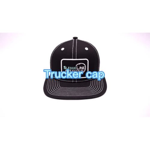 100% хлопок 2D вышитая шляпа Trucker Black