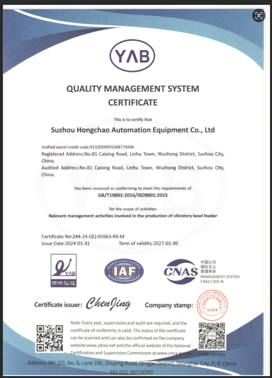 QUALITY MANAGEMENT SYSTEMCERTIFICATE
