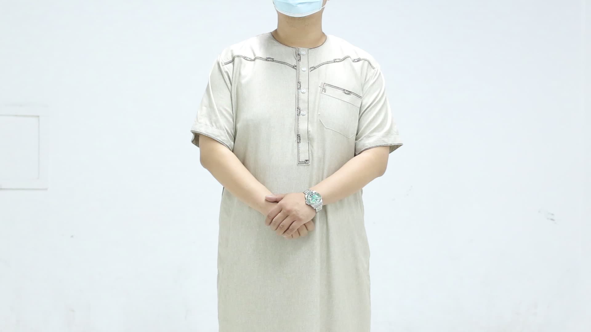 Nuova moda jubah arabo thobe abbigliamento islamico uomo arabo thobe uomini Dubai arabo thobe1