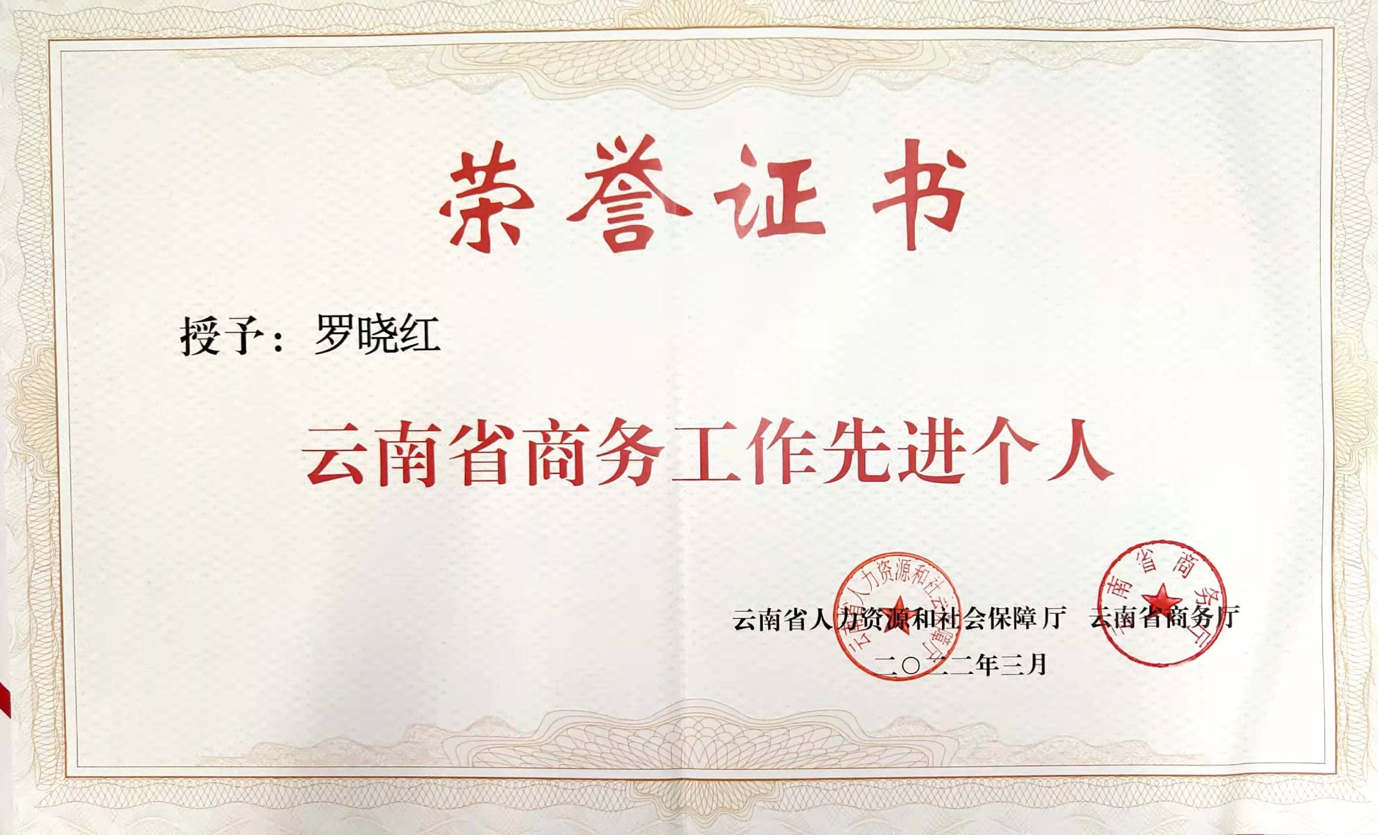 Honorary Certificate