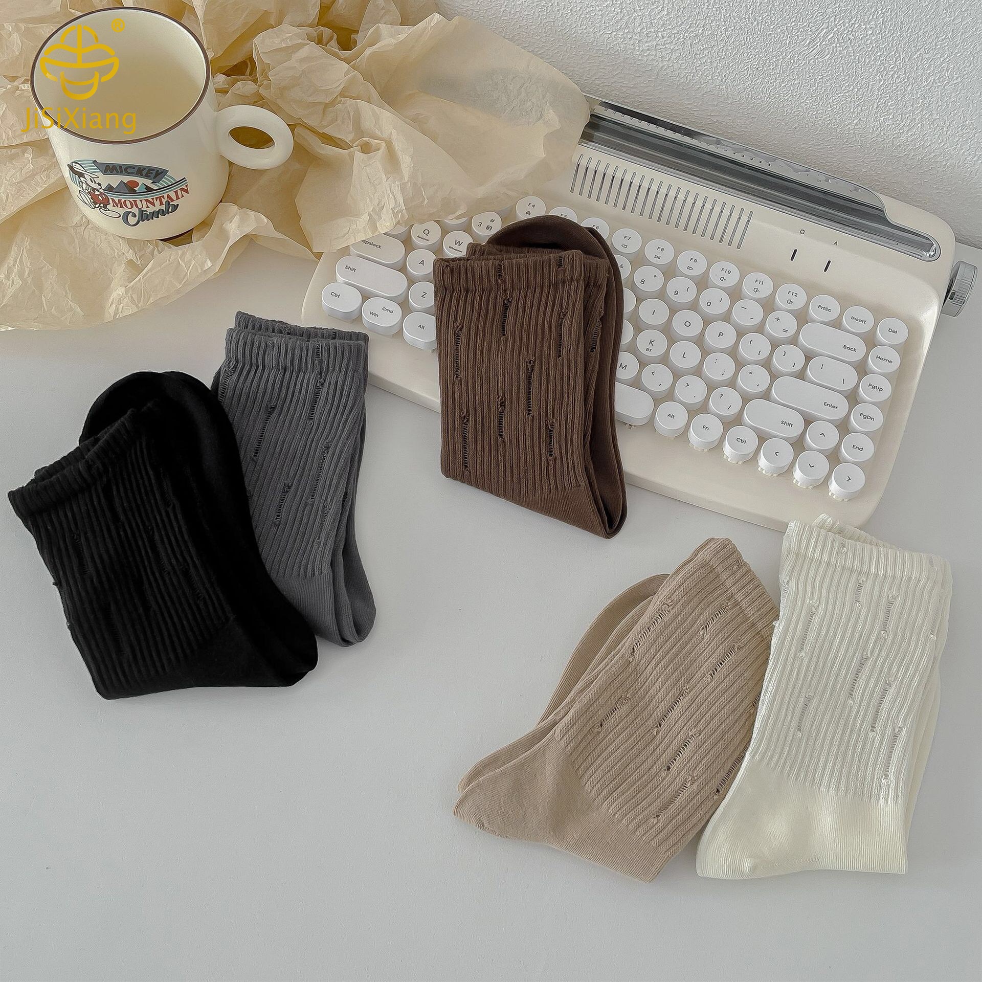 한국 버전 홀 양말하라 주쿠 스타일 미드 튜브 양말