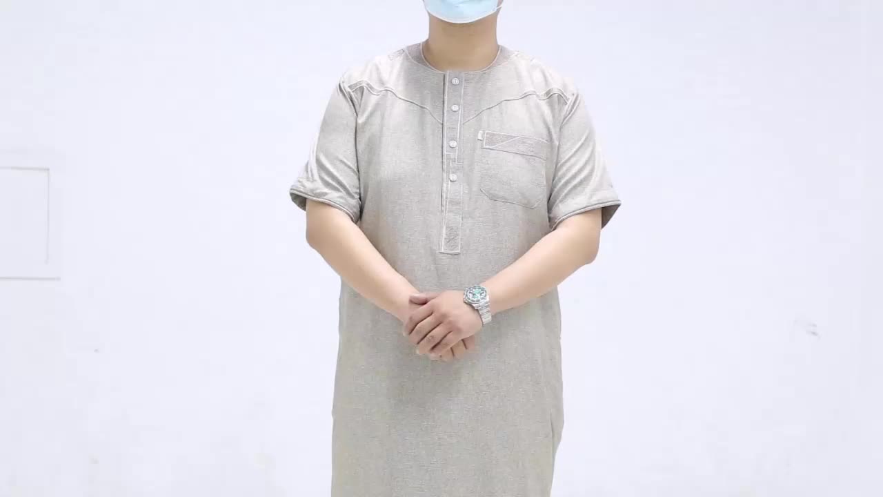 Cotone musulmano jubah abito sport stile tempo libero gamis robe islamic casual thobe jubah pria long maniche1