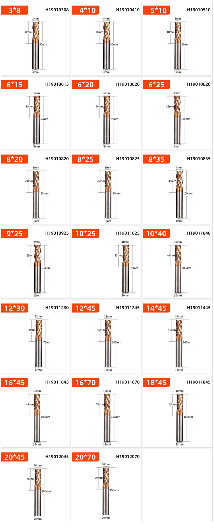 Molino de extremo de desbraza de carburo sólido 3 4 flauta 3 ~ 20 mm Cnc Freshing Cutter Bits Bit para madera acrílica 0