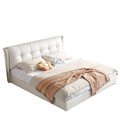 Moderna cama de cuero simple dormitorio principal tapicería de matrimonio doble luminio de lujo camisa rey king1