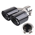 Universal Dual Exhaust Tip Straight Glossy Carbon Fiber Quad Muffler Pipe Tail1