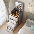 White Table with Stool and Mirror for Bedroom Vanity Makeup Desk1