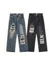 Κατασκευή OEM Custom Streetwear Stack Denim Pants Cotton Baggy στοιβαγμένο τζιν Men1