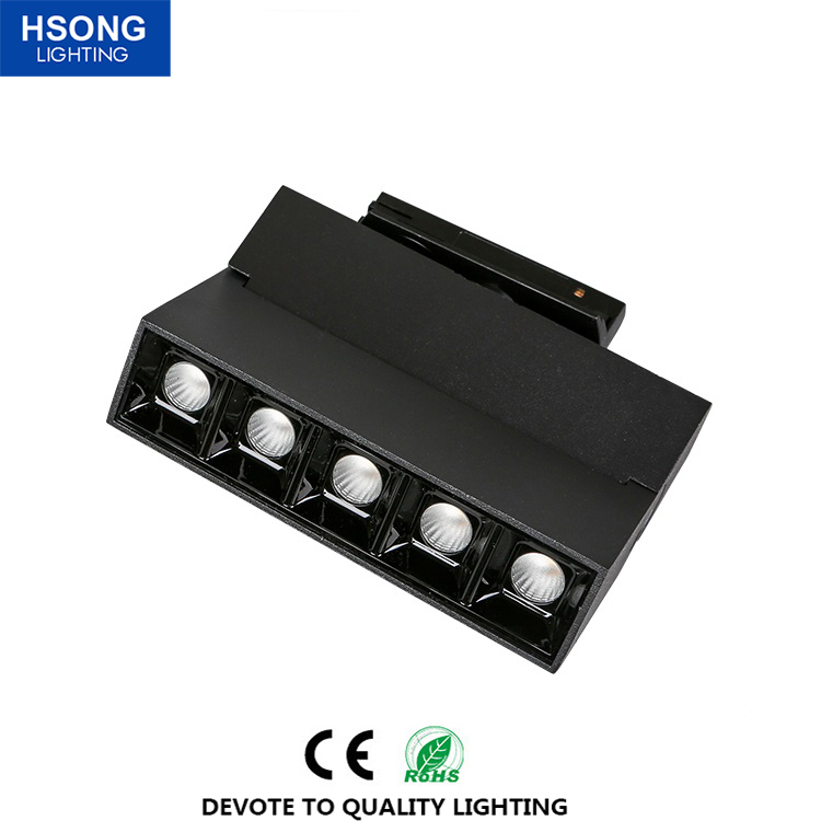 Hsong Lighting - Popular design surface mounted light cob led magnetic track light systems 10w 5 heads for office LED track lights1