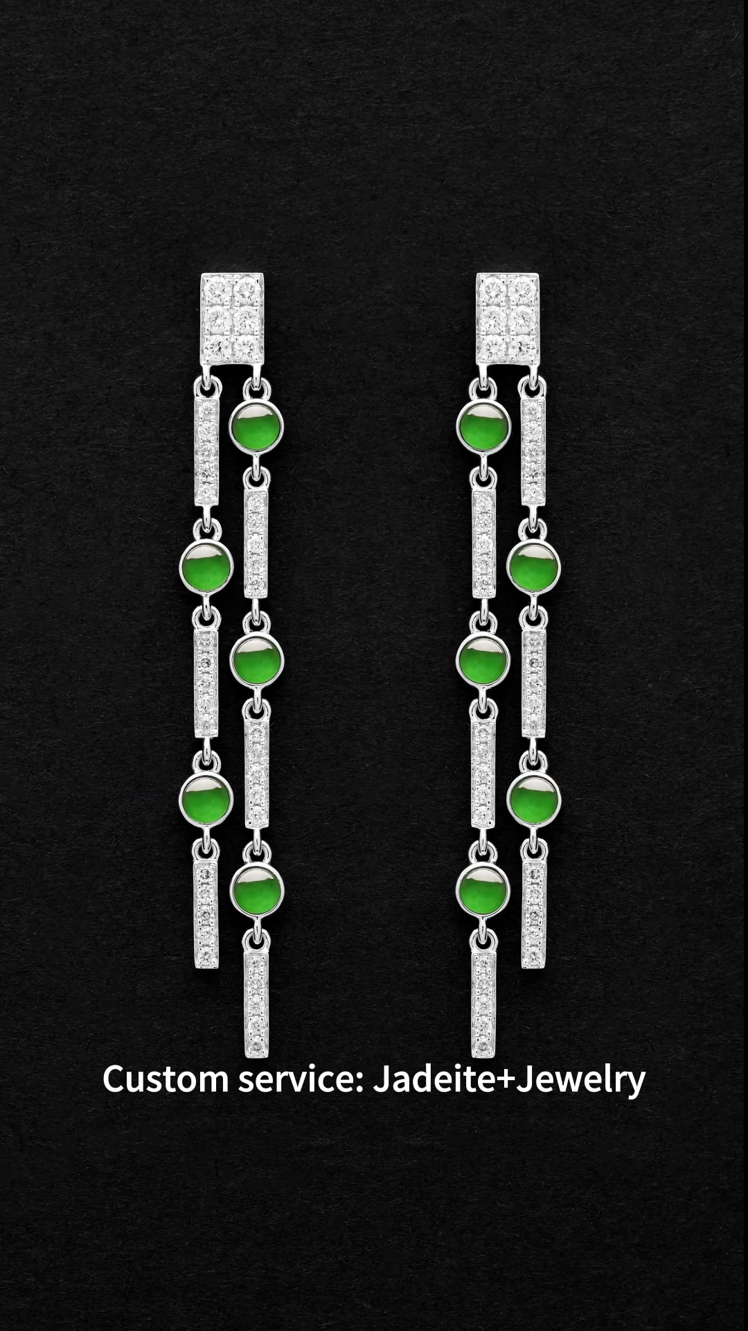 Forever Star Trendy Jadeite Jade Jade 18k Gold White Diamond Nice Green Color Icy Jadeite Drops Pendientes Joyería1