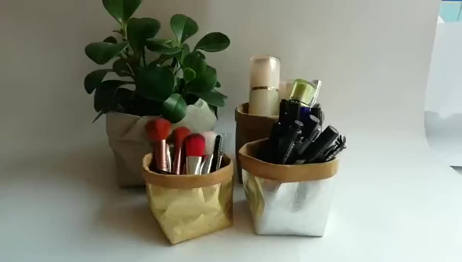 Eco friendly decoration flower kraft paper tyvek DuPont paper flower pot purpose washable storage bag1