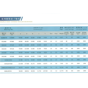 List of Top 10 Double Row Tapered Roller Bearing Brands Popular in European and American Countries