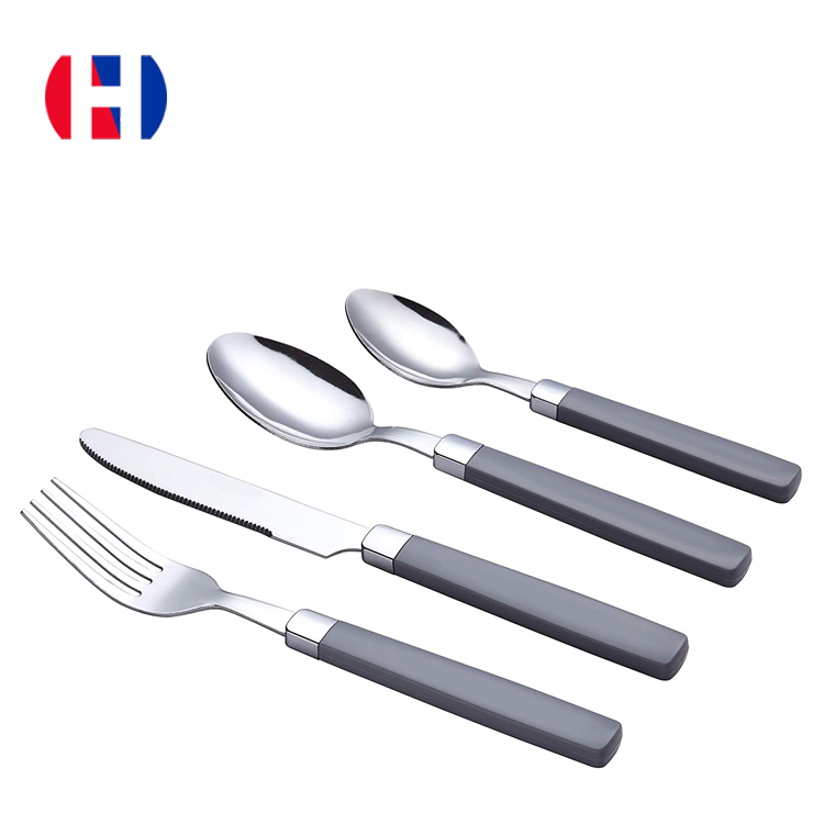 16pcs Kunststoffhandwerk Tabletop Einstellung Fläche Edelstahl -Besteck Tischgeschirr Set1