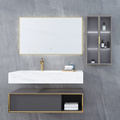GODI Hotel Vanities Luxury Wood Floating Bathroom Vanity Cabinet with Modern Bathroom Vanity Light Fixture1