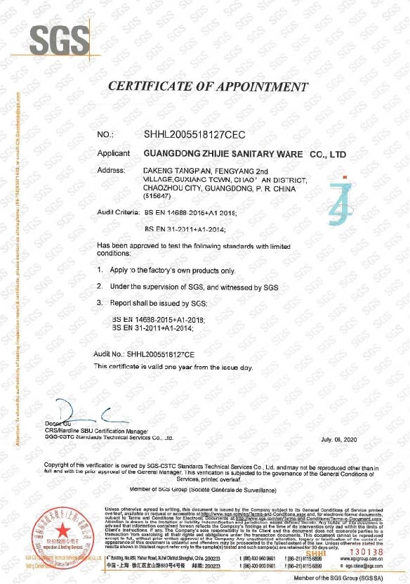 SGS appointment certificate