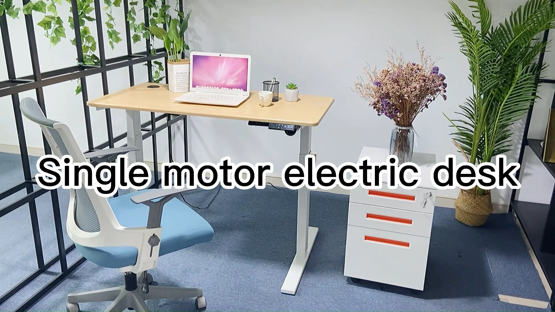 White Electric Sit Stand Desk da moldura Estação de trabalho Motor único Ergonômico Altura de posição ajustável Computador de mesa quadro de mesa1