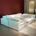 Auxford Muebles Sectivos de tela blanca seccional Sofá y salón de estar Sala de sala de estar Cloud L en forma de L en forma de L