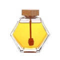 Clear Honey Pot Glass Honey Jar With Wooden Dipper And Cork Lid Cover For Home Kitchen1