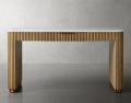 Contemporary Solid Wood Finnley Writing Desk with Marble Top and Brass Base1