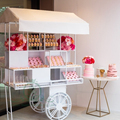 Sweet Furniture: Stylish White Metal Candy Bar Carts with Wheels for Party Décor1