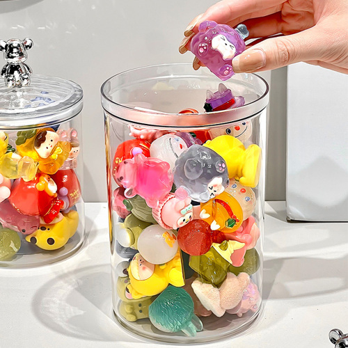 透明なクマの蓋プラスチック食品保存瓶 – OEM ODM カスタム サービスを備えた多目的家庭用オーガナイザー