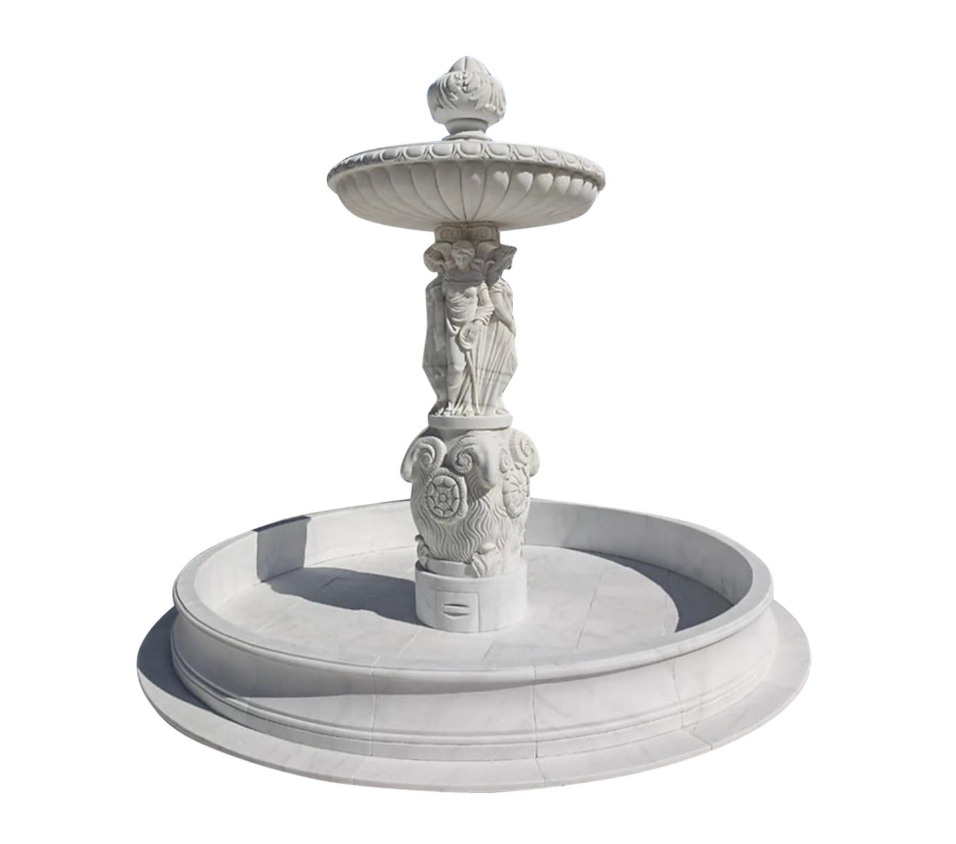 Elegant Hand-Carved Marble Fountain for Timeless Garden Beauty