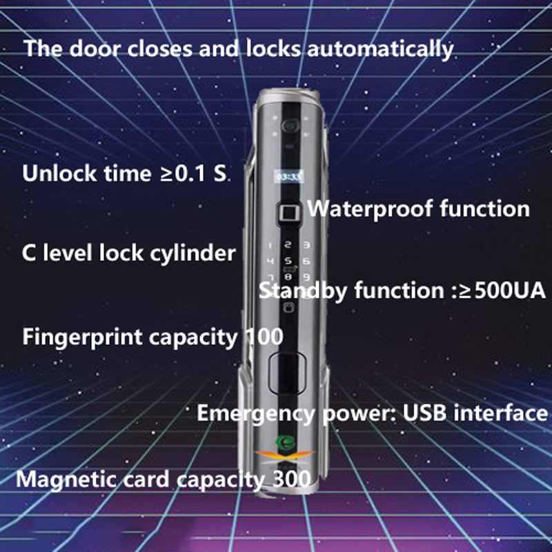 Fully Automatic Modern New Design Electronic Smart Door Lock Fingerprint, Smart Door Lock with camera