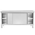 Modern Stainless Steel Sliding Door Kitchen Cabinet with Worktable1