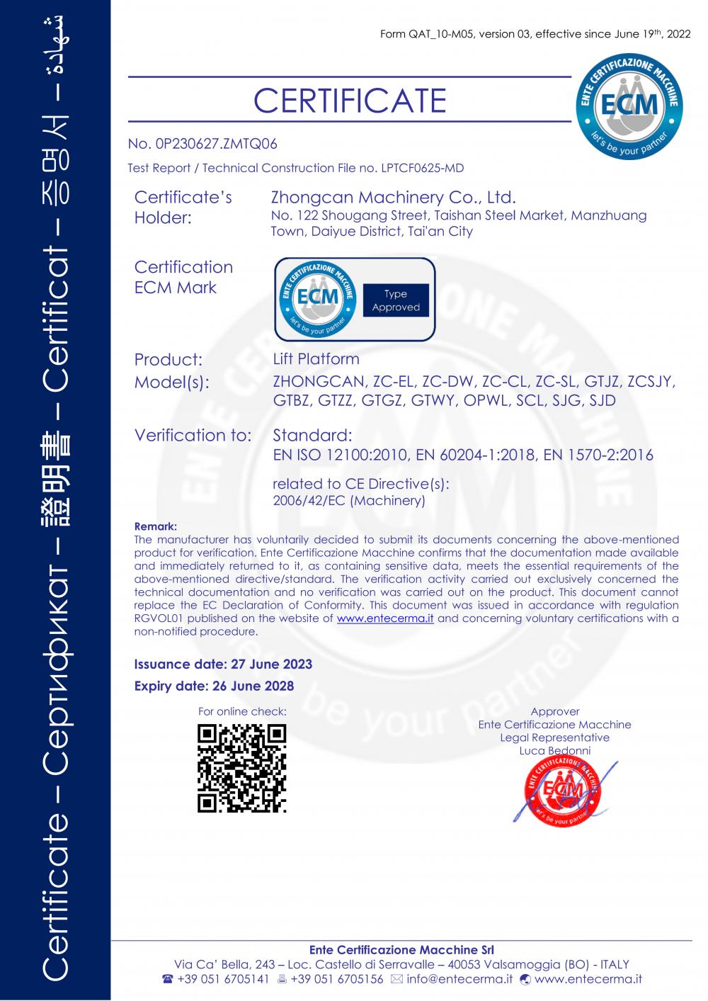 CE CERTIFICATE