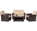 4-Piece Outdoor Patio Furniture Set: Wicker Rattan with Table and Chairs - Brown1