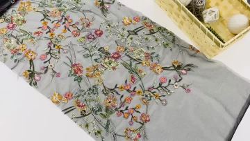 Multicolor Flower Embroidery Fabric