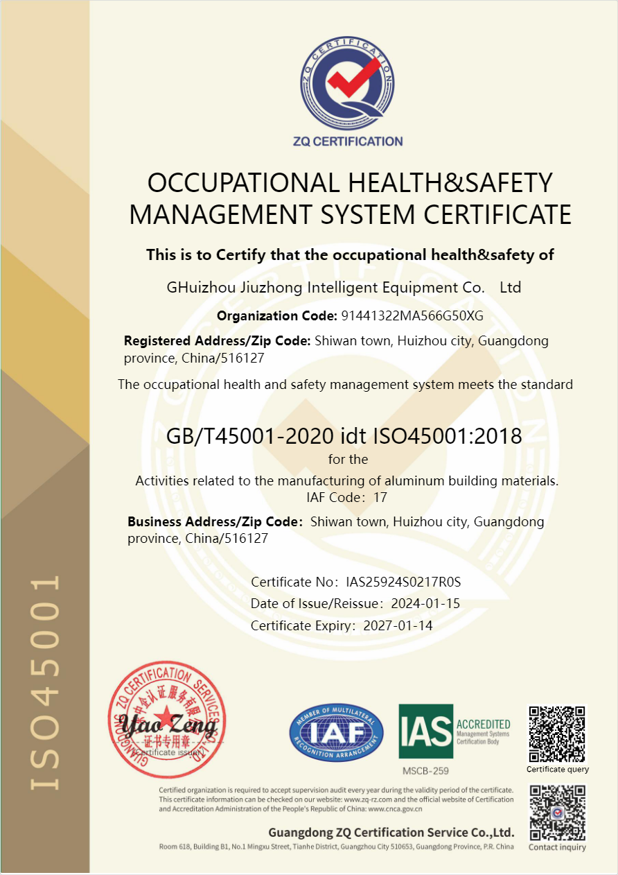 OCCUPATIONAL HEALTH&SAFETY MANAGEMENT SYSTEM CERTIFICATE