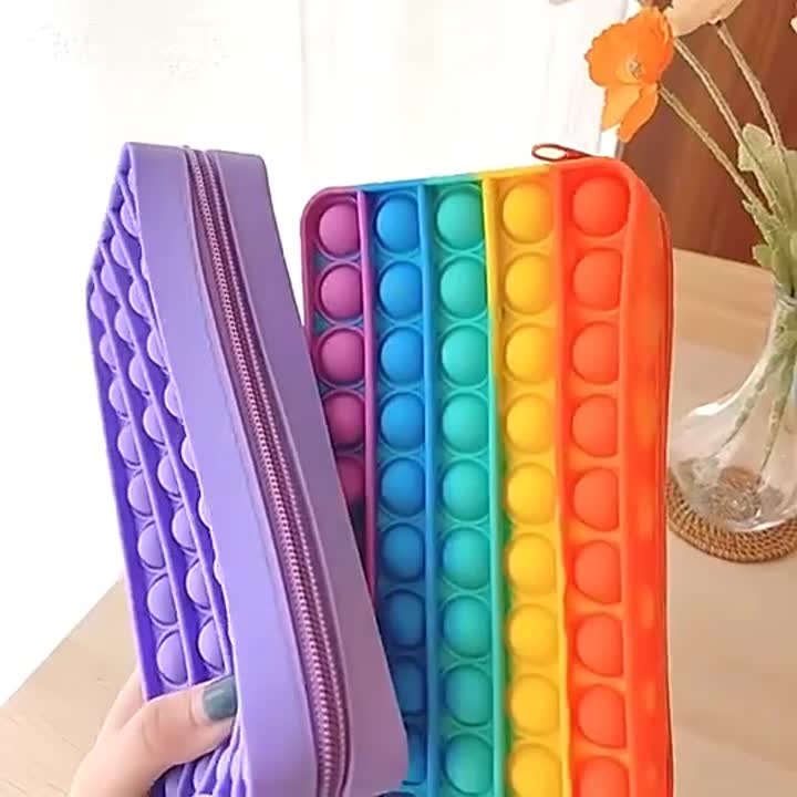 Pen Storage Bag Push Bubble Pencil Bags School Kids Rainbow Silicone Stress Relief Fidget Popper Bag Fidget Pencil Case - Buy Pop Pencil Case,Popper Pencil Case,Popper Case Product on Alibaba.com