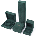 Hanhong Luxury Schmuck Verpackung Box Custom Logo Halskette Armband Juwelenschachtel Grüne Samt Schmuck Ringbox1