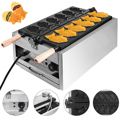 mold maker machine automatic electric snack commercial small japanese fish shape shaped magikarp fish waffle maker taiyaki maker