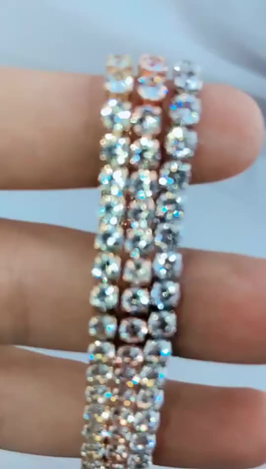 Design clássico de jóias de luxo feminino aaa+ redonda de 4 mm de quilates cúbicos de tênis de tênis de diamante cúbico