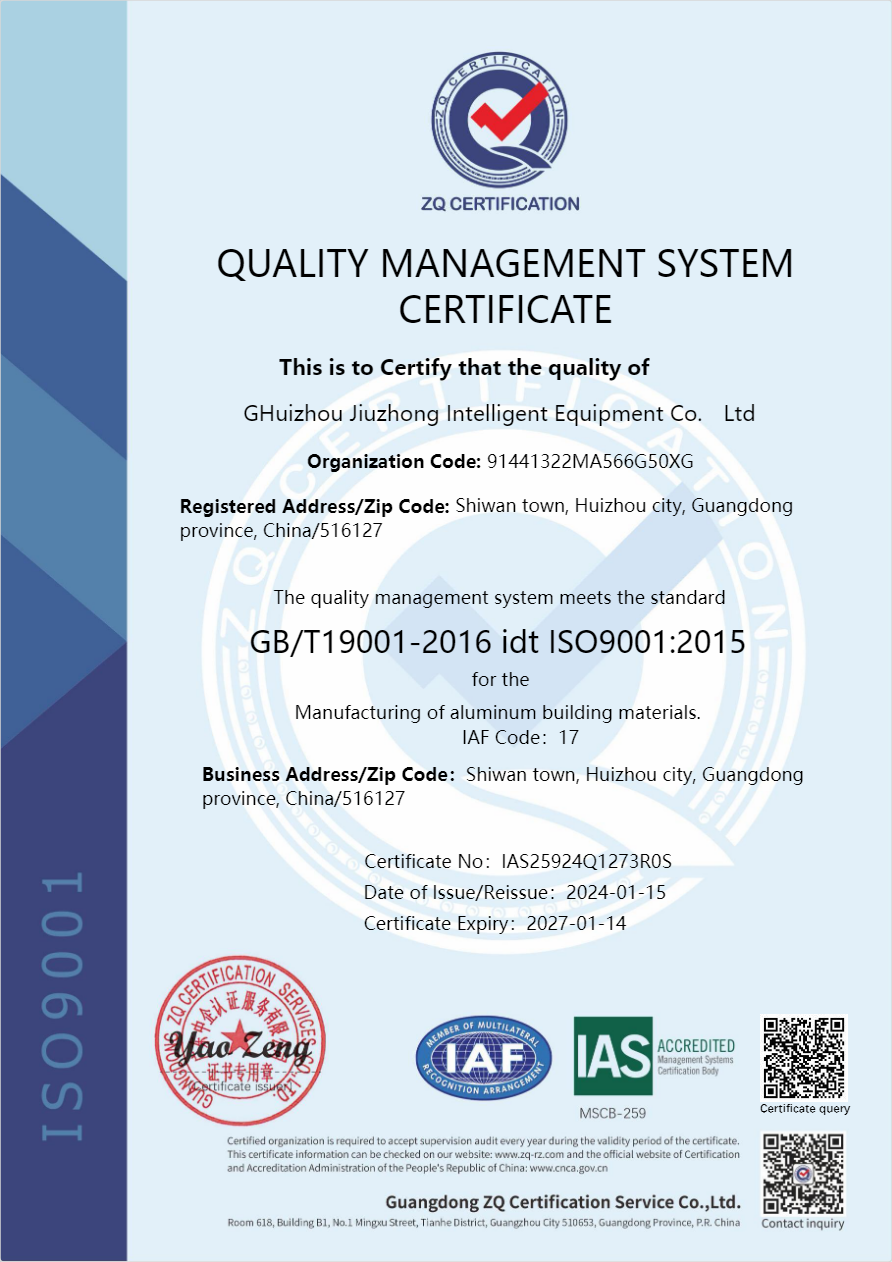 QUALITY MANAGEMENT SYSTEM CERTIFICATE