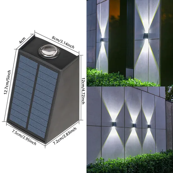 Luz de pared al aire libre impermeable con energía solar para jardines1